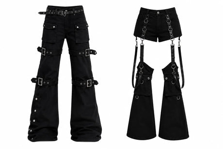 Women's dark gothic pants and shorts collection – wide-leg trousers and tailored shorts from Alternative Darkwear