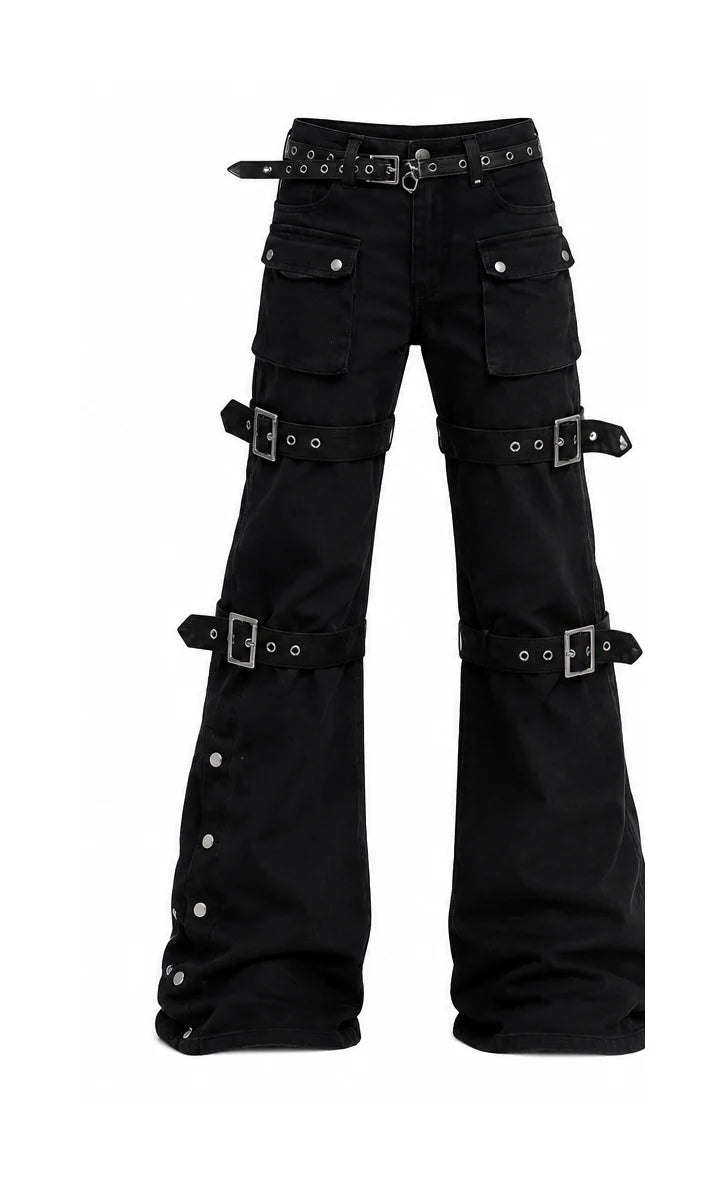 Women's gothic and dark pants collection – cargo, wide-leg, high-waist and faux leather styles from Alternative Darkwear