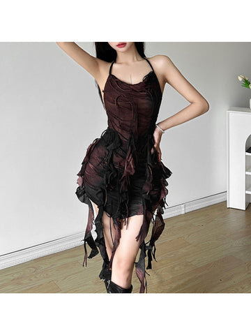 Off-Shoulder Slip Midi Dress | Solid Color | Darkwave Alternative
