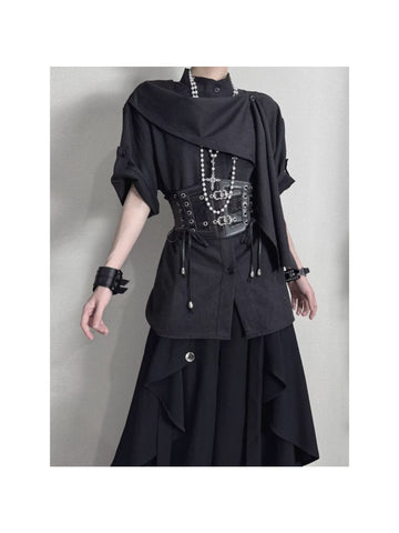 Stand Collar Shirt | Streamer Ties | Darkwave Unisex