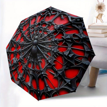 Black and red Spiderweb umbrella with intricate alternative darkwave design