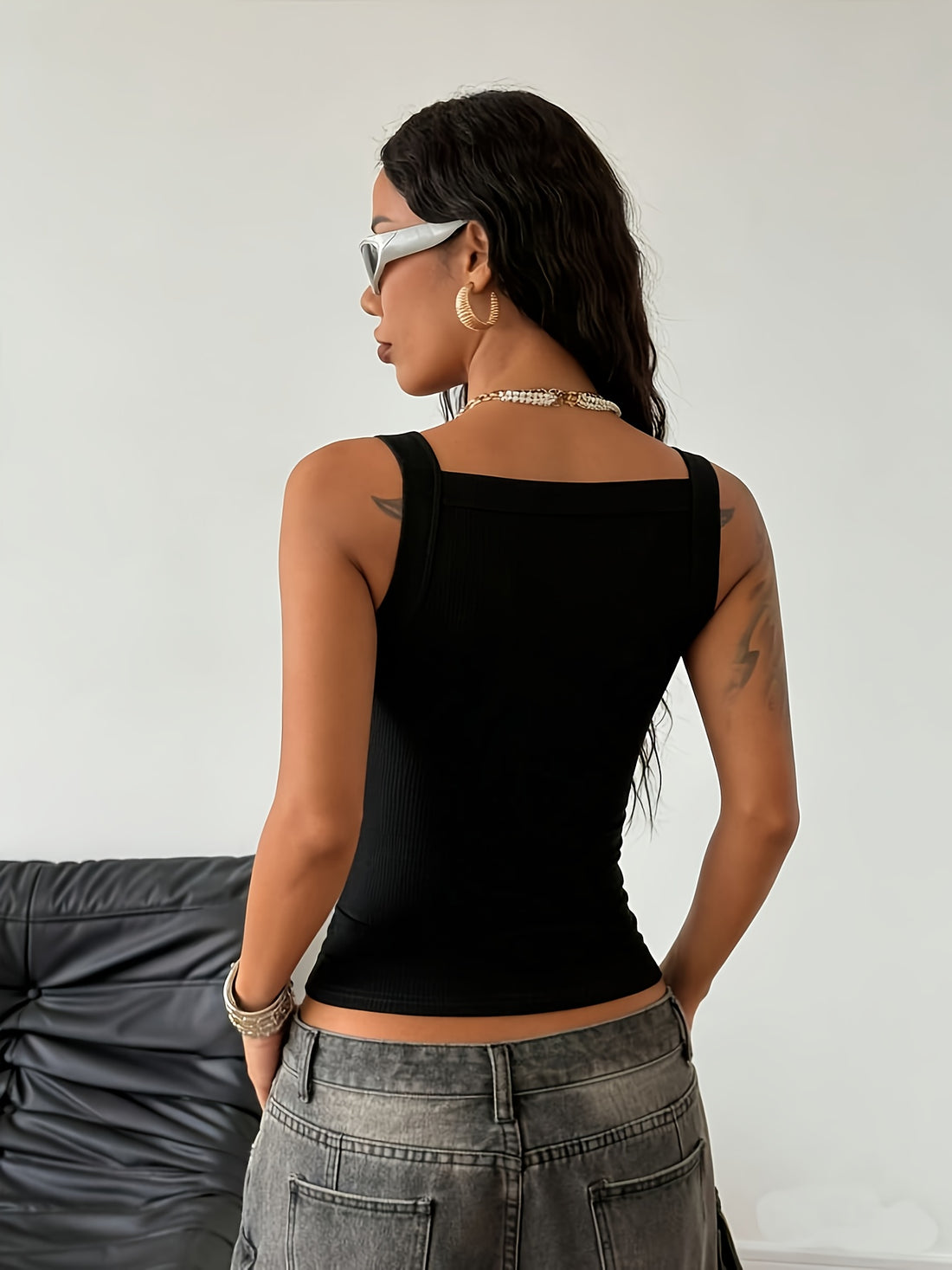 Square Neck Camisole Vest | Adjustable Strap | Darkwave Alternative