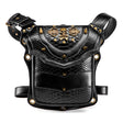 Black PU gothic skull crossbones waist bag spike rivets grommet detail snake emboss | Alternative Fashion