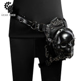 Waist skull bag worn on hip with adjustable belt strap