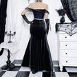 Black gothic mermaid dress women slim sheath floor length editorial Darkwear Fashion