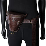 Brown leather Viking belt coin purse holster waist bag rivet emboss industrial goth unisex Alternative Darkwear