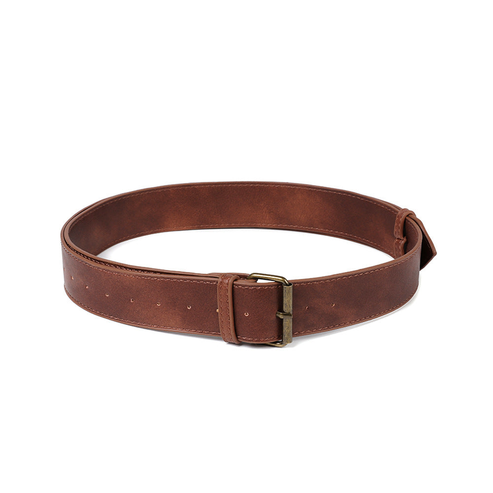 Brown leather Viking belt strap rivet emboss industrial goth alternative accessory unisex Alternative Darkwear