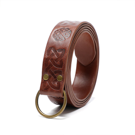 Brown leather Viking belt wristband cuff rivet emboss industrial goth alternative accessory Alternative Fashion