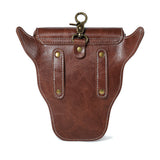 Brown leather Viking holster coin purse open top view rivet emboss chain hardware industrial goth Darkwear Fashion