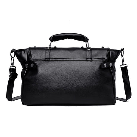 Punk skull crossbody bag back view black PU leather 36x23cm dark fashion women