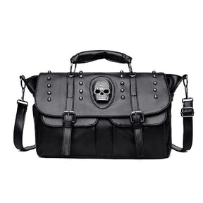 Skull ghost head bag black PU leather punk rivet shoulder crossbody bag alternative darkwear Fashion