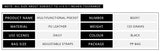 Waist bag Product label with details about a multifunctional pocket including name, material, weight, color, use scenes, bag size, and package.