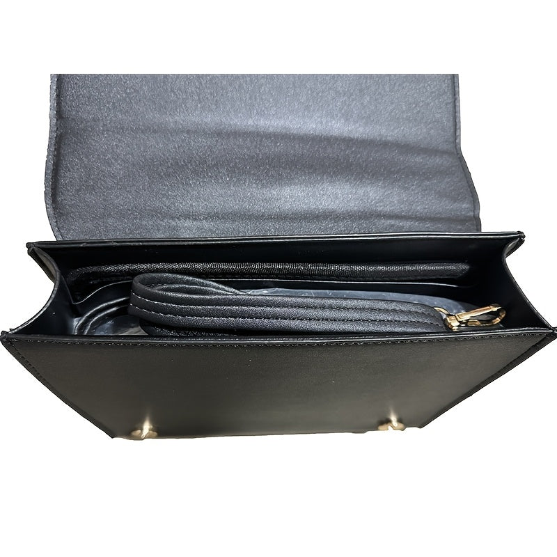Interior view of gothic spellbook crossbody bag showing compartments, magnetic closure and polyester lining from Alternative Darkwear
