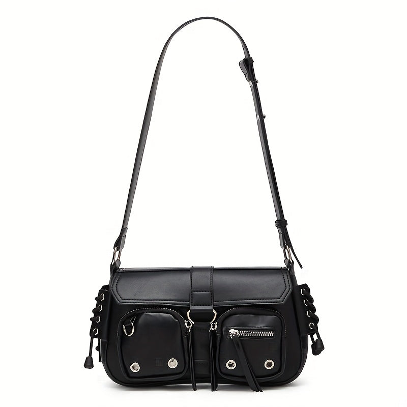Moto shoulder bag showing fixed strap and structured silhouette from Alternative Darkwear