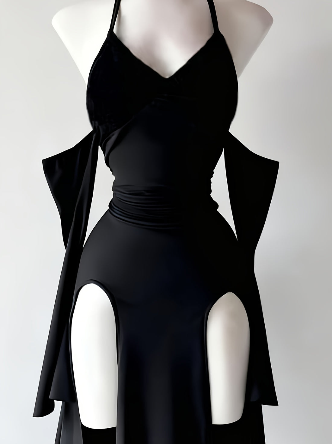Gothic Halter Neck Dress | High Slit Cut-Out | Darkwave